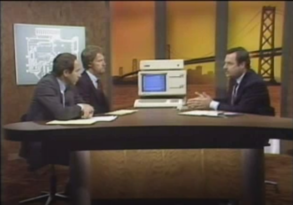 John Couch demonstrates the Apple Lisa to Stewart Cheifet and Gary Kildall.