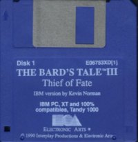 3.5-inch floppy disk of “The Bard’s Tale III: Thief of Fate” for the IBM and compatible PCs.