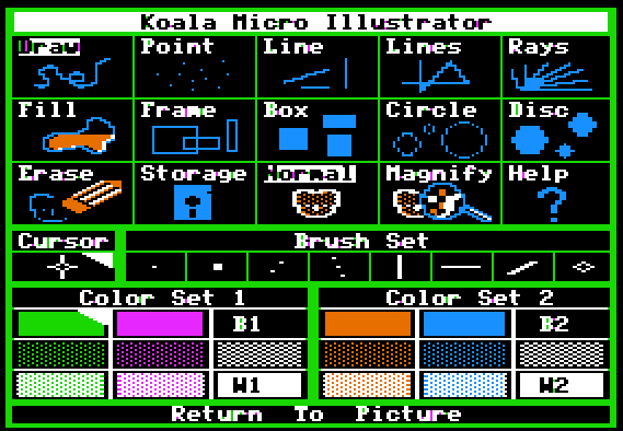 User interface for ‘Koala Micro Illustrator’ for the KoalaPad.