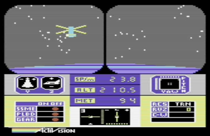 A screenshot from Jessica Stevens&rsquo; &lsquo;Space Shuttle&rsquo; for the Atari 2600.