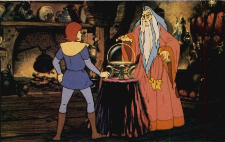 Image from ‘Thayer’s Quest’ of the player character encountering a wizard.